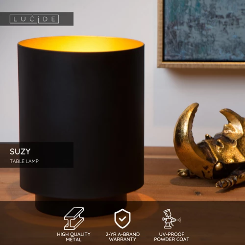 Lucide SUZY - Table lamp - Ø 12 cm - 1xE14 - Black - USP